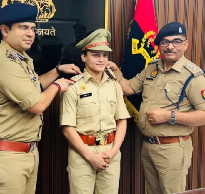 Asmita Dey, when she awarded with stars after she was promoted to Sub-Inspector in the Uttar Pradesh Police department