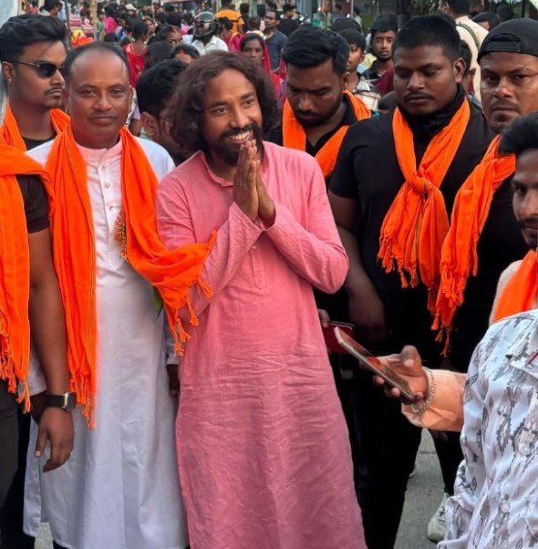Devendra Nath Mahto in a political rally