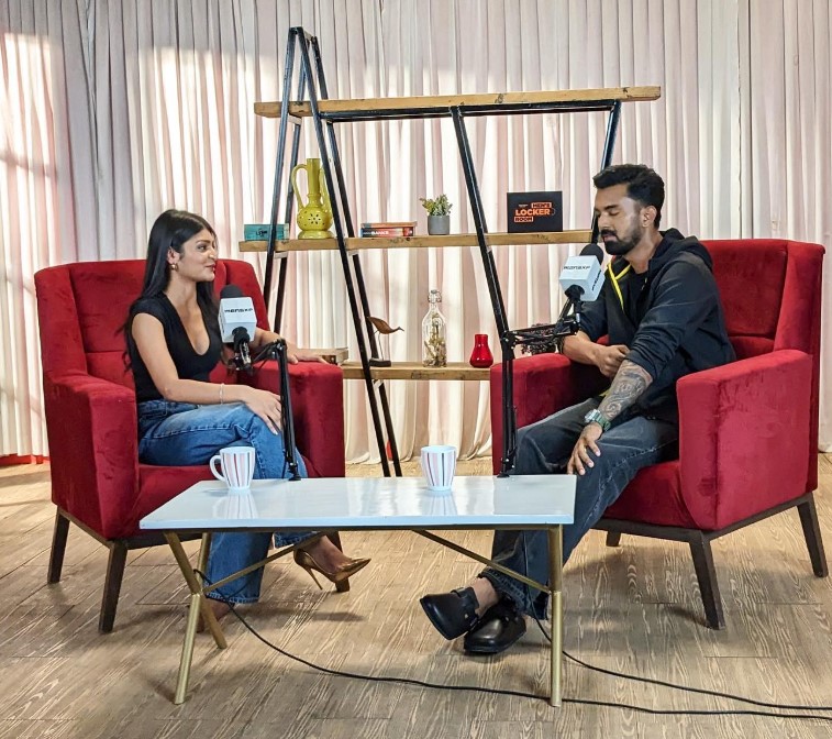 Sadhika Sehgal during a podcast with KL Rahul