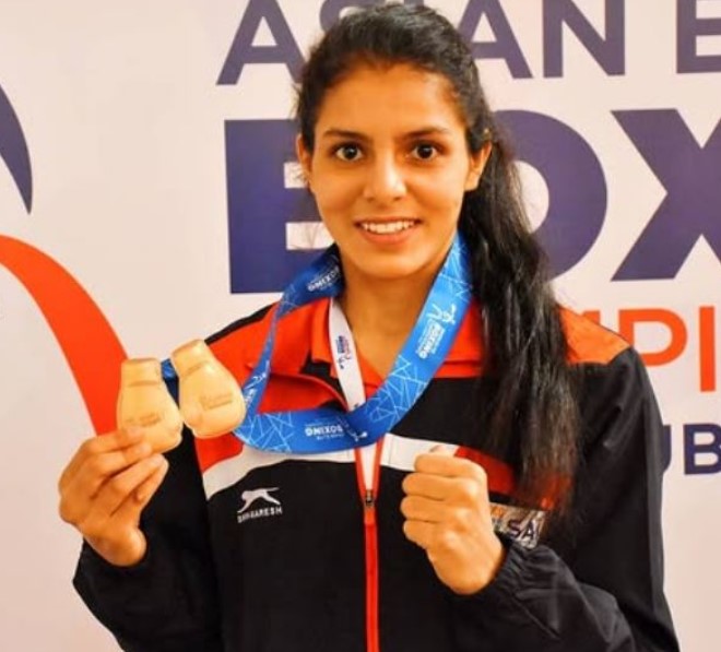 Sakshi Chaudhary won bronze medal in the 54 kg category at the Asian Boxing Championships, Dubai